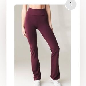 High-Waist Maroon Yoga Flare Pants